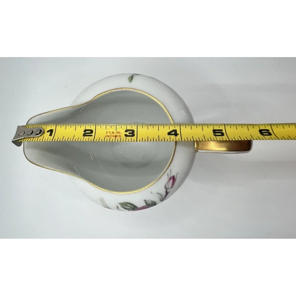 Wentworth China Cameo Rose Creamer and Covered Sugar Bowl Eterna Shape Gold Trim